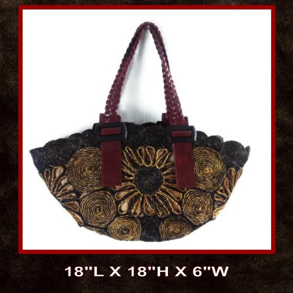 Luxe Artisan Straw Tote Bag Leather Straps